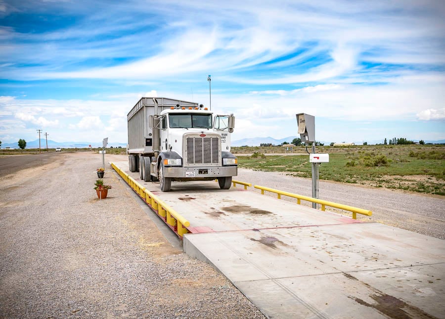 Platform scale and truck driver