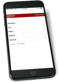 EZfeed mobile on a phone